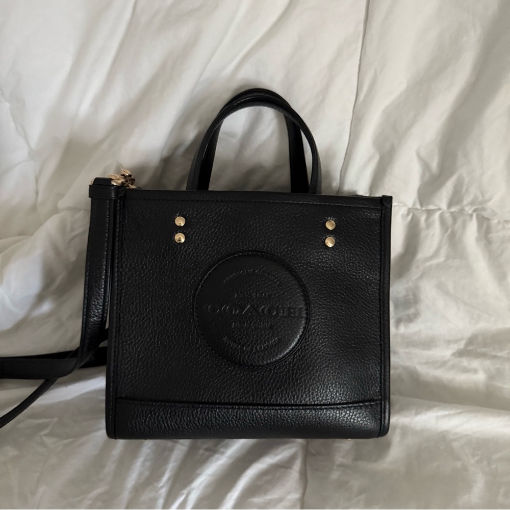 COACH Dempsey Tote 22 Black Leather Crossbody Bag C5268 NEW